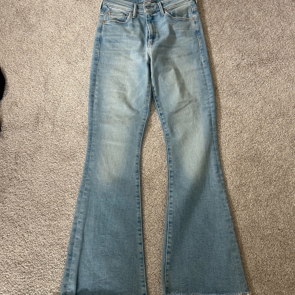 MOTHER Light Blue Flare Wide-Leg Jeans